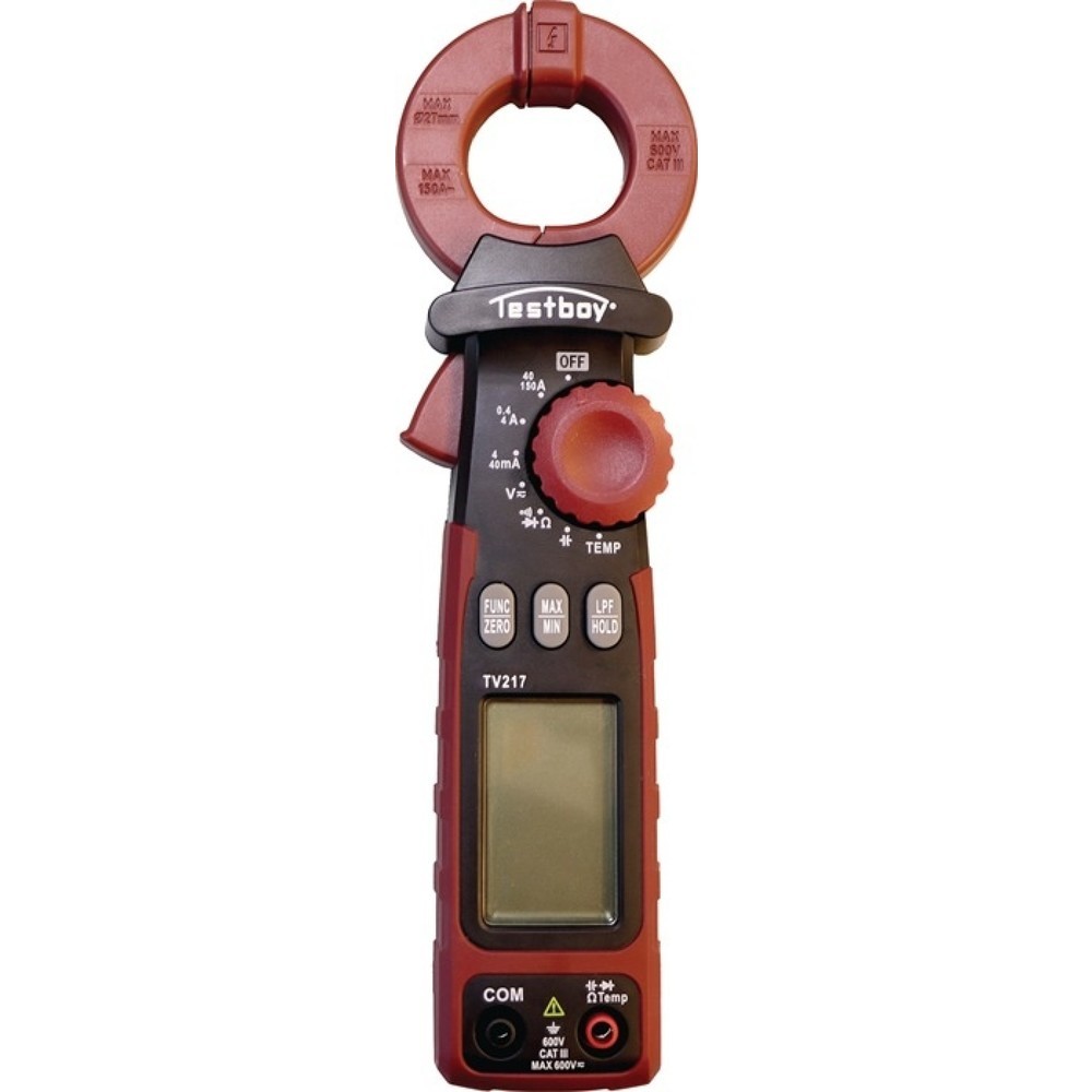 Produktabbildung: TESTBOY Leckstromzange TV 217, Zangenöffnung 27 mm, Messbereich 1µA – 150A(AC)