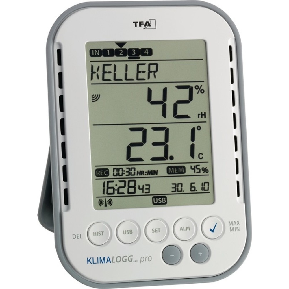Produktabbildung: TFA Thermo-Hygrometer, H137xB98xT26mm, Messbereich 0 bis 50°C / Luft 1-99 %, Kunststoff