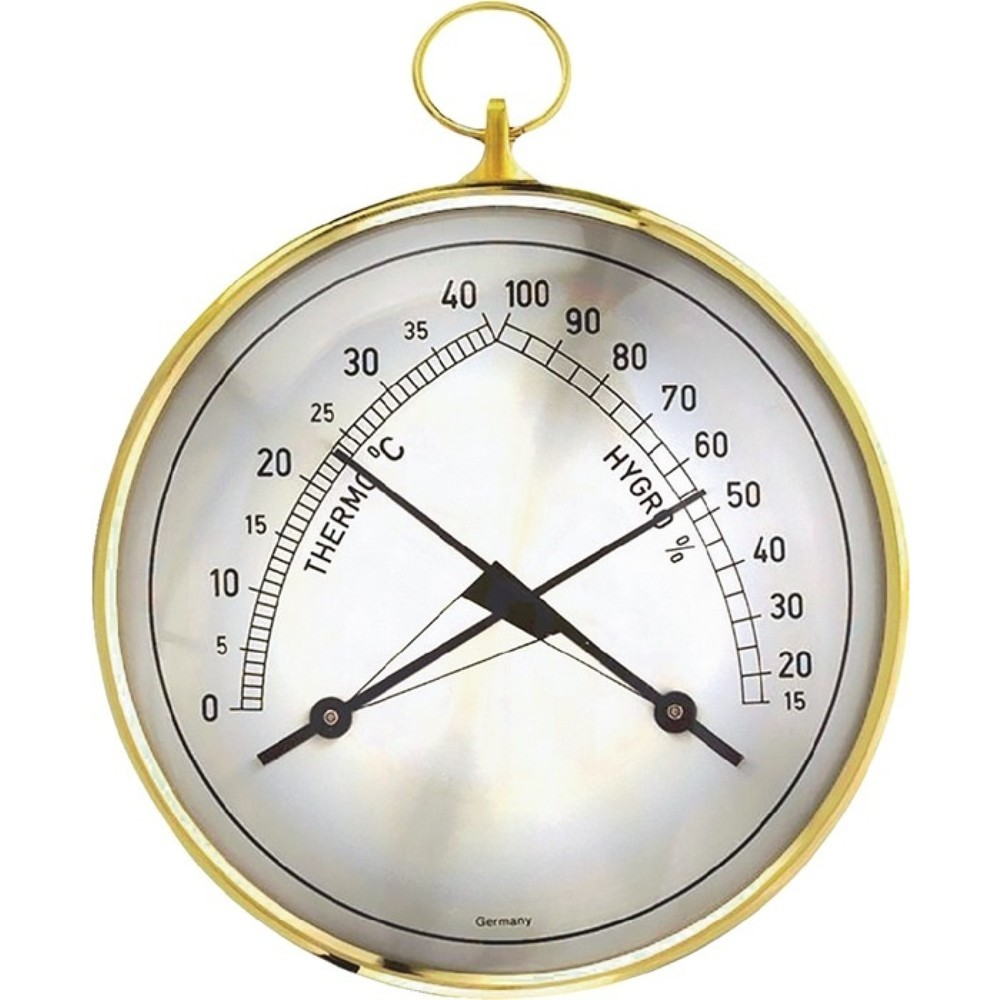 Produktabbildung: TFA Thermo-Hygrometer, T.35mm, Messbereich 0 bis 40°C / Luft 15-99 %, Messingring