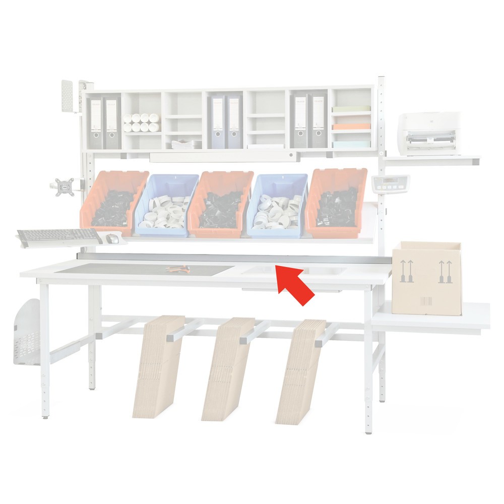 Produktabbildung: Tischbegrenzung für Packtisch, Breite 1.600 mm, anthrazit