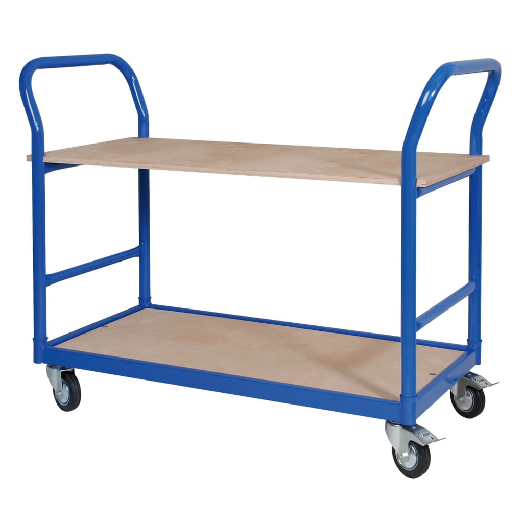 Tischwagen, Schiebebügel beidseitig, TK 250 kg, HxBxT 890 x 500 x 1.140 mm Produktabbildung: Tischwagen, Schiebebügel beidseitig, TK 250 kg, HxBxT 890 x 500 x 1.140 mm