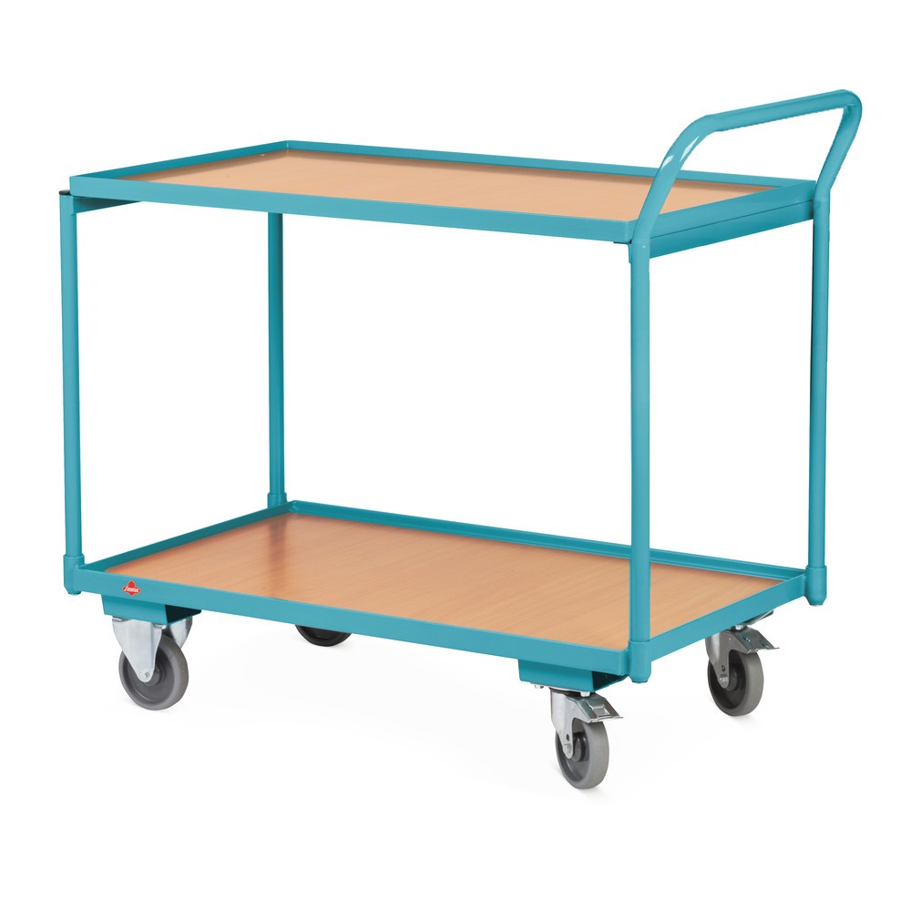 Produktabbildung Nr. 3: Tischwagen Ameise®, hochstehender Bügel, 2 Etagen à 850 x 500 mm, mit Zentralbremse