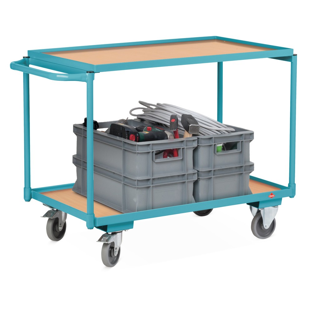 Produktabbildung Nr. 4: Tischwagen Ameise®, waagerechter Bügel, 2 Etagen à 850 x 500 mm, TK 250 kg, mit Zentralbremse
