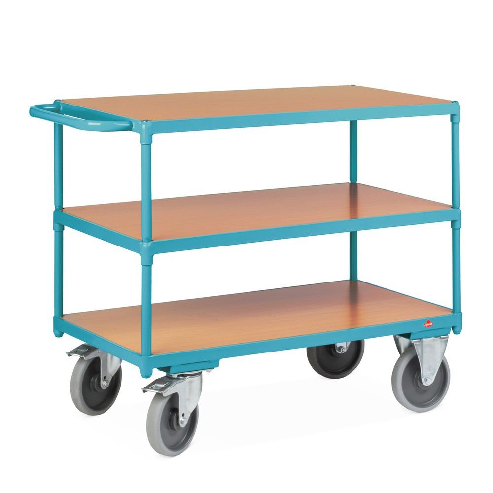 Produktabbildung Nr. 3: Tischwagen Ameise®, waagerechter Bügel, 3 Etagen à 1.000 x 700 mm, TK 500 kg, mit Zentralbremse
