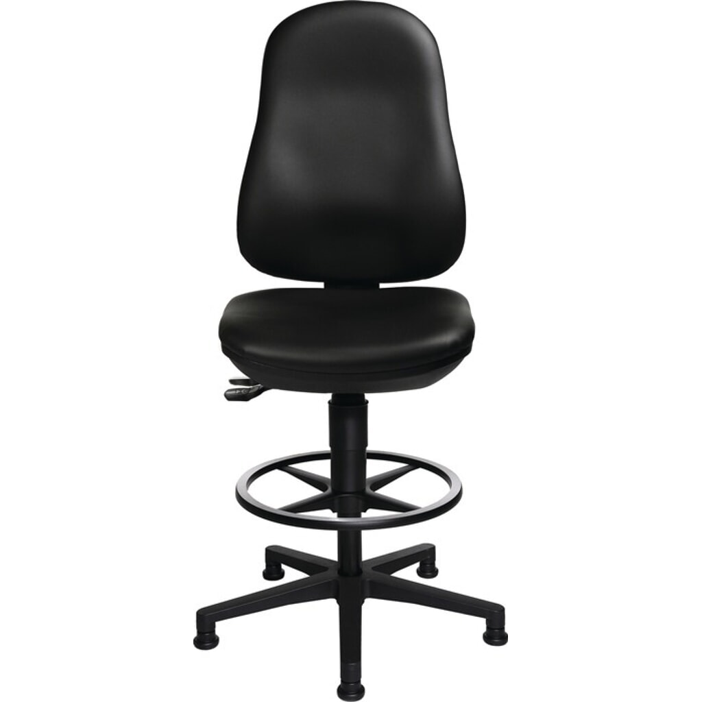 Topstar® Arbeitsdrehstuhl Point 70 C, Kunstlederpolster schwarz, Bodengleiter + Fußring, 590-840 mm Produktabbildung Nr. 2: Topstar® Arbeitsdrehstuhl Point 70 C, Kunstlederpolster schwarz, Bodengleiter + Fußring, 590-840 mm