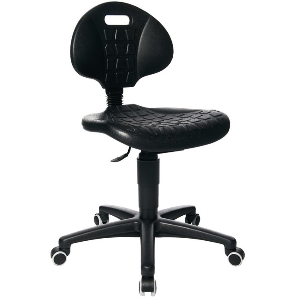 Produktabbildung: Topstar® Arbeitsdrehstuhl Tec 20, Polyurethanschaum schwarz, Rollen, 410-540 mm