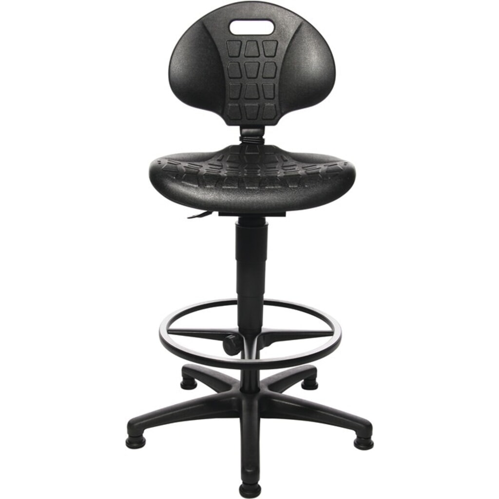 Topstar® Arbeitsdrehstuhl Tec 20, Polyurethanschaum schwarz, Bodengleiter + Fußring, 590-840 mm Produktabbildung Nr. 2: Topstar® Arbeitsdrehstuhl Tec 20, Polyurethanschaum schwarz, Bodengleiter + Fußring, 590-840 mm