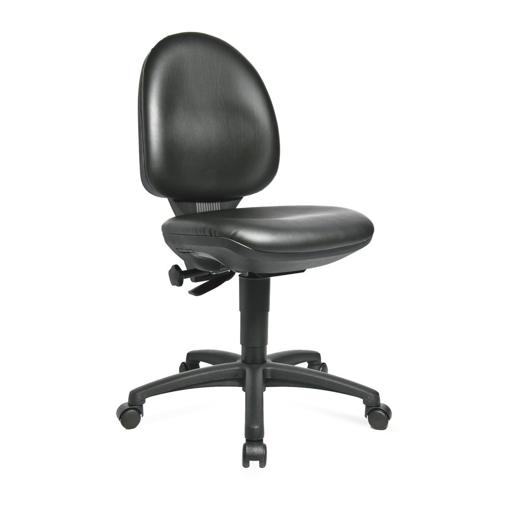 Produktabbildung: Topstar® Arbeitsdrehstuhl Tec 50, Kunstleder, Sitzhöhe 420-550 mm, Rollen, schwarz