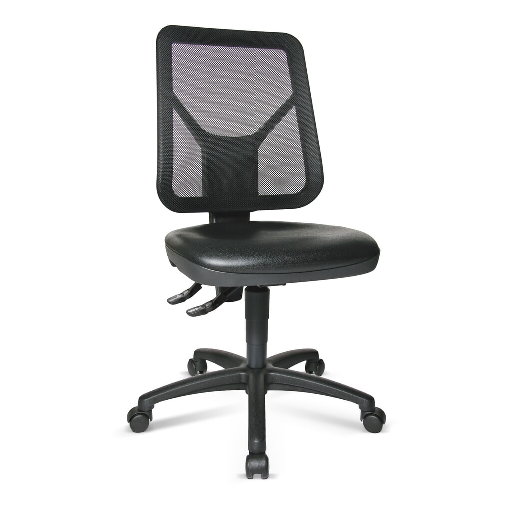 Produktabbildung: Topstar® Arbeitsdrehstuhl Tec 80 PK, Sitzhöhe 410-530 mm, Netzrückenlehne, Rollen, schwarz