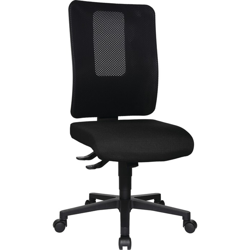 Topstar® Bürodrehstuhl, schwarz/schwarz 460-560 mm, mit Synchrontechnik, ohne Armlehnen Tragfähigkeit 110 kg Produktabbildung: Topstar® Bürodrehstuhl, schwarz/schwarz 460-560 mm, mit Synchrontechnik, ohne Armlehnen Tragfähigkeit 110 kg
