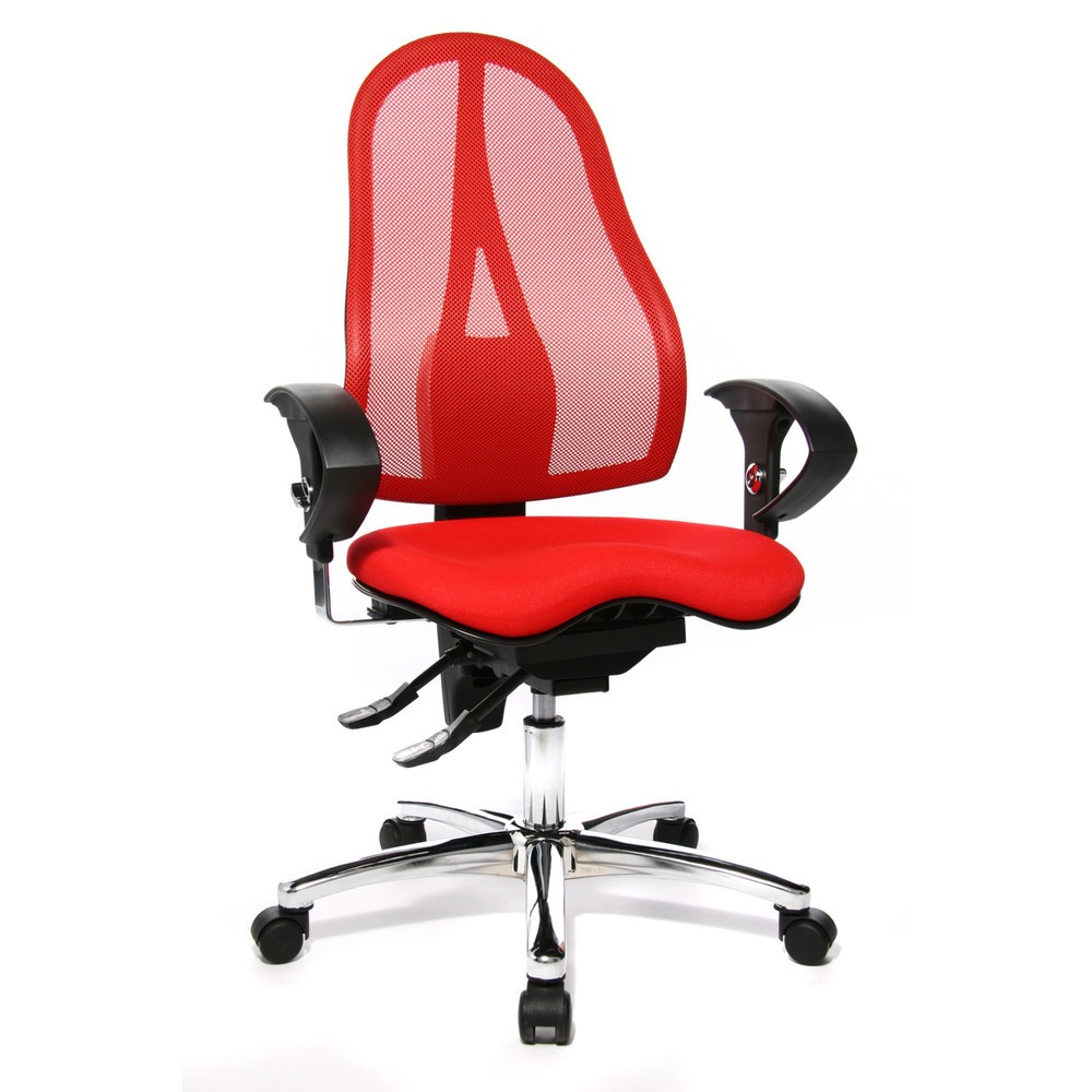 Produktabbildung Nr. 2: Topstar® Bürodrehstuhl Ortho 15, Netzrücken, höhenverstellbare Armlehnen, rot