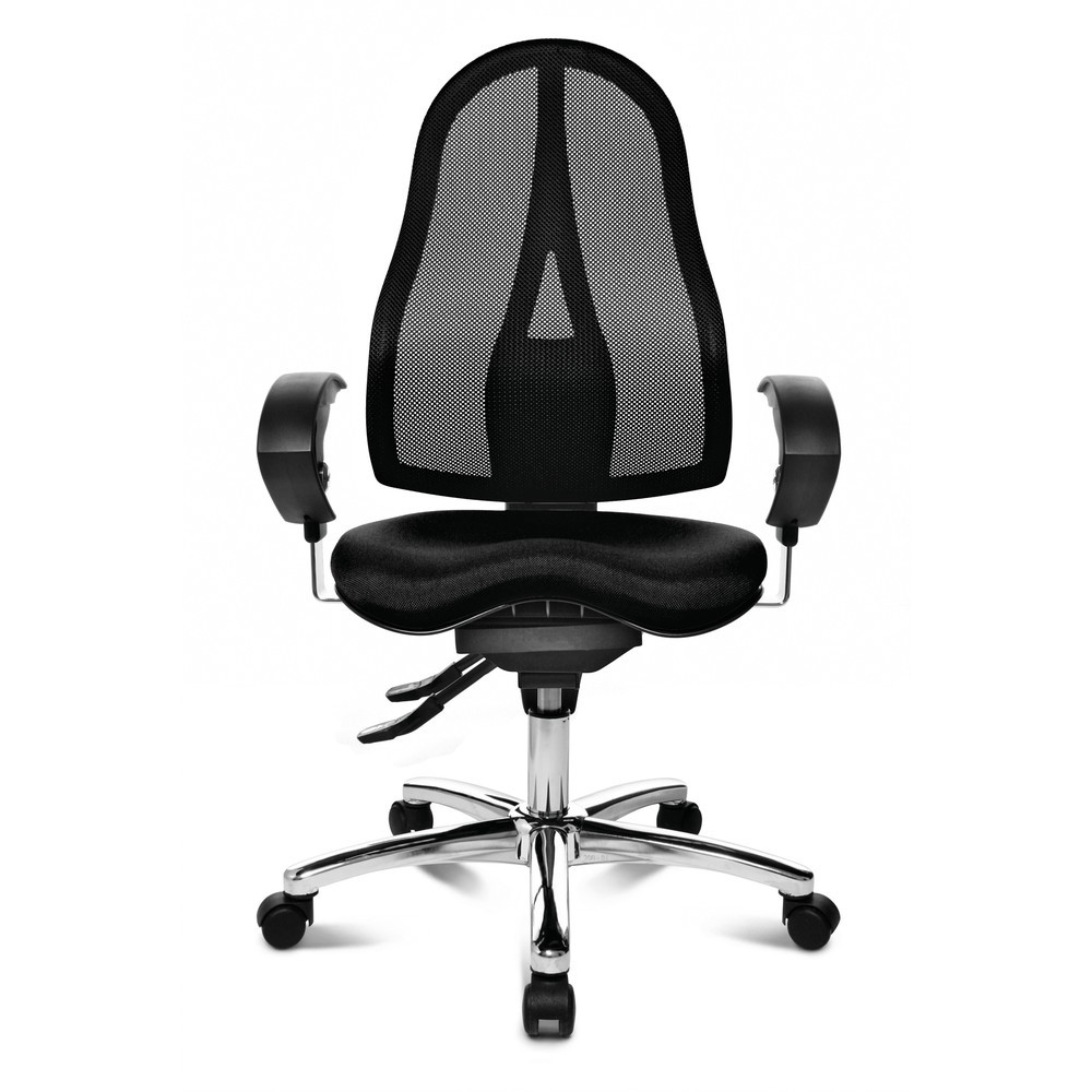 Produktabbildung: Topstar® Bürodrehstuhl Ortho 15, Netzrücken, höhenverstellbare Armlehnen, schwarz