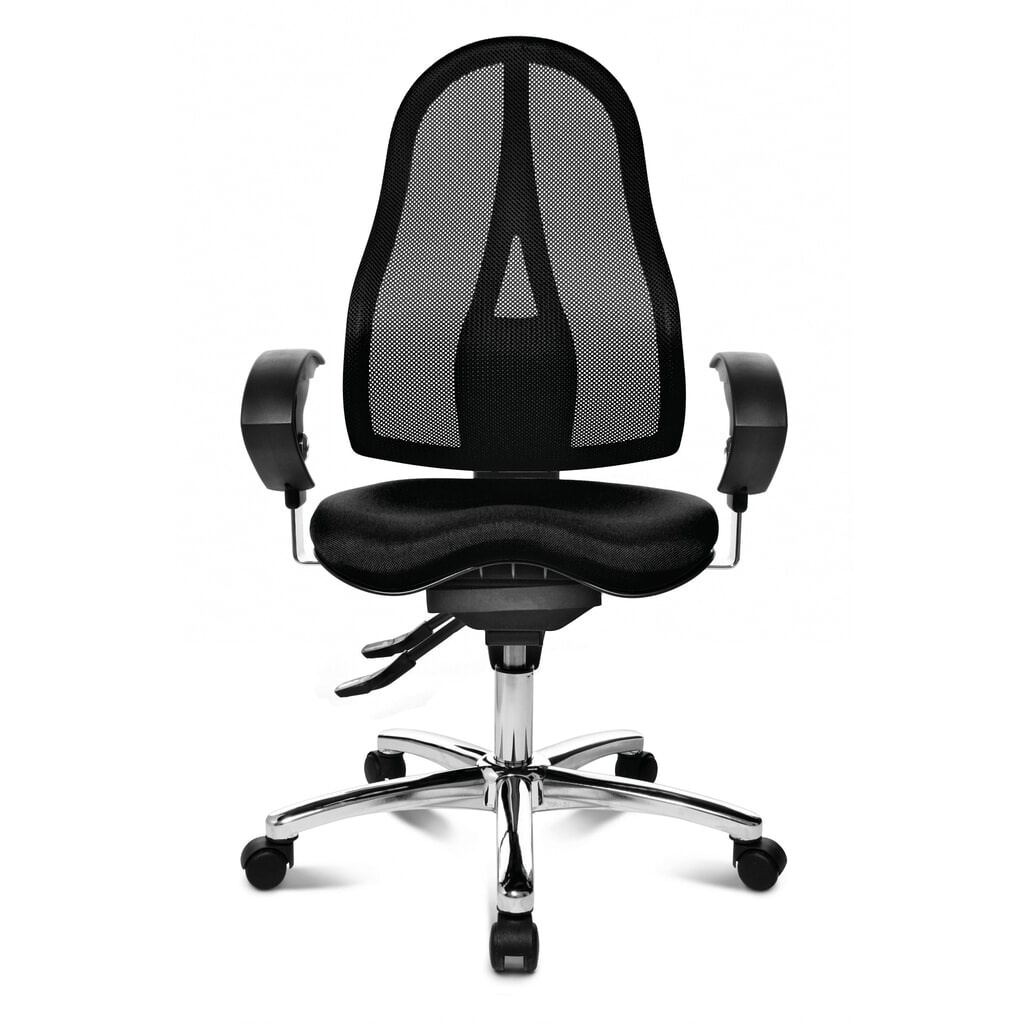 Produktabbildung: Topstar® Bürodrehstuhl Ortho 15, Netzrücken, höhenverstellbare Armlehnen, schwarz
