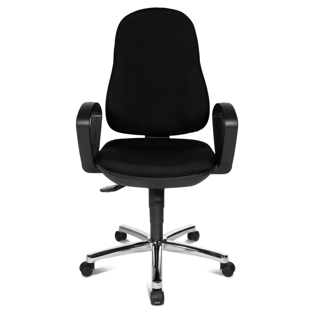 Topstar® Bürodrehstuhl Syncro-Steel II, Rückenlehne gepolstert, schwarz Produktabbildung: Topstar® Bürodrehstuhl Syncro-Steel II, Rückenlehne gepolstert, schwarz