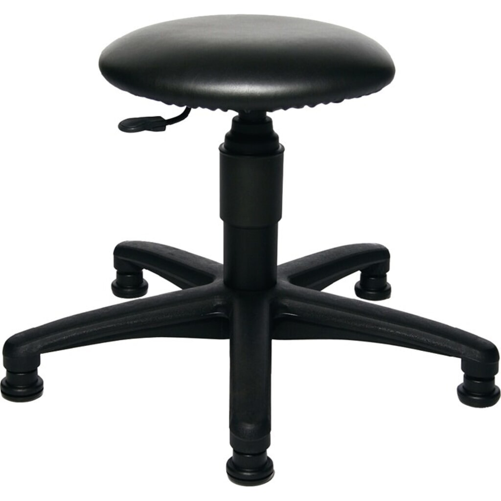 Produktabbildung: Topstar® Drehhocker, Kunstlederpolster schwarz, mit Bodengleitern, Sitzhöhenverstellung 390-520 mm