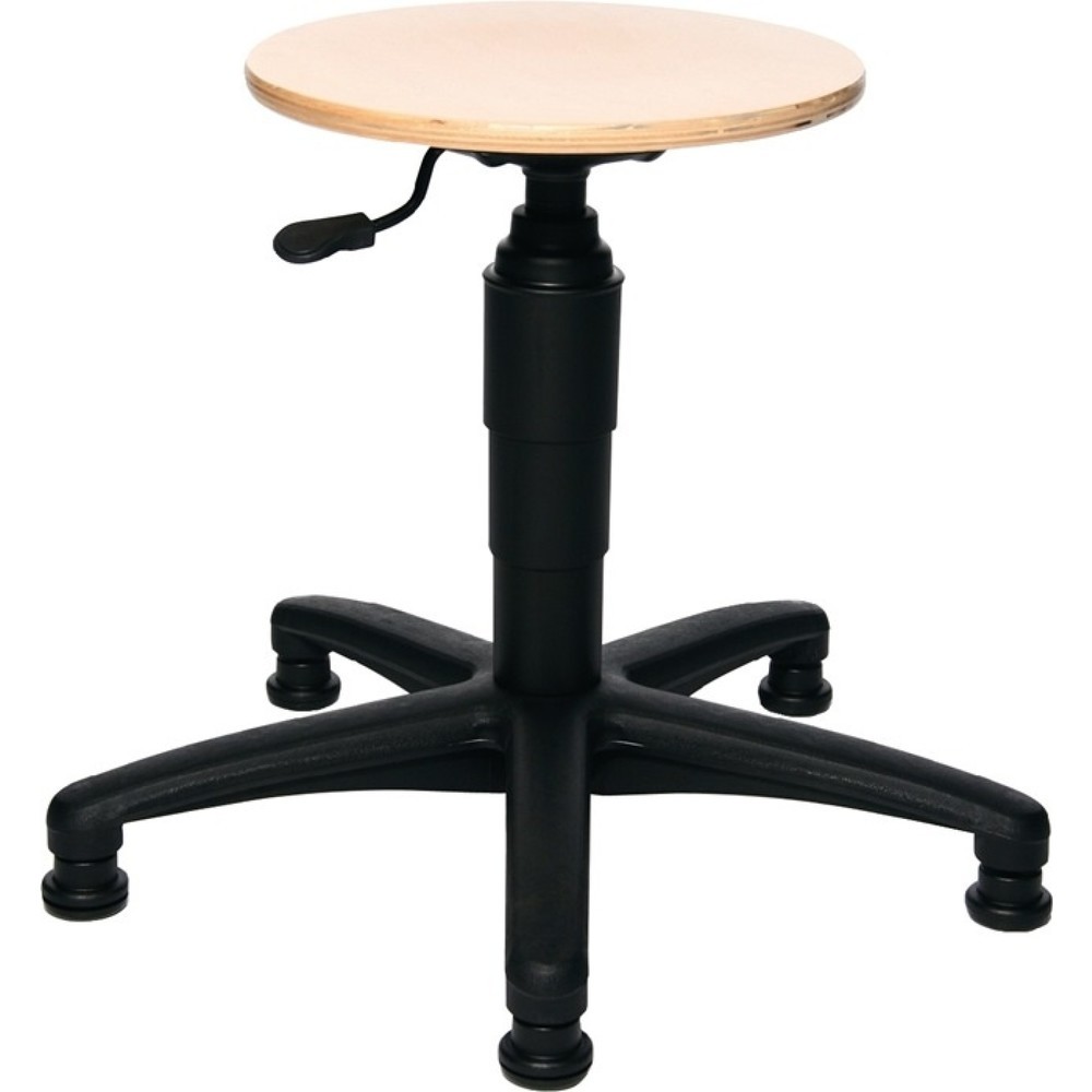 Produktabbildung: Topstar® Drehhocker, Buche natur, mit Bodengleitern, Sitzhöhenverstellung 390-520 mm