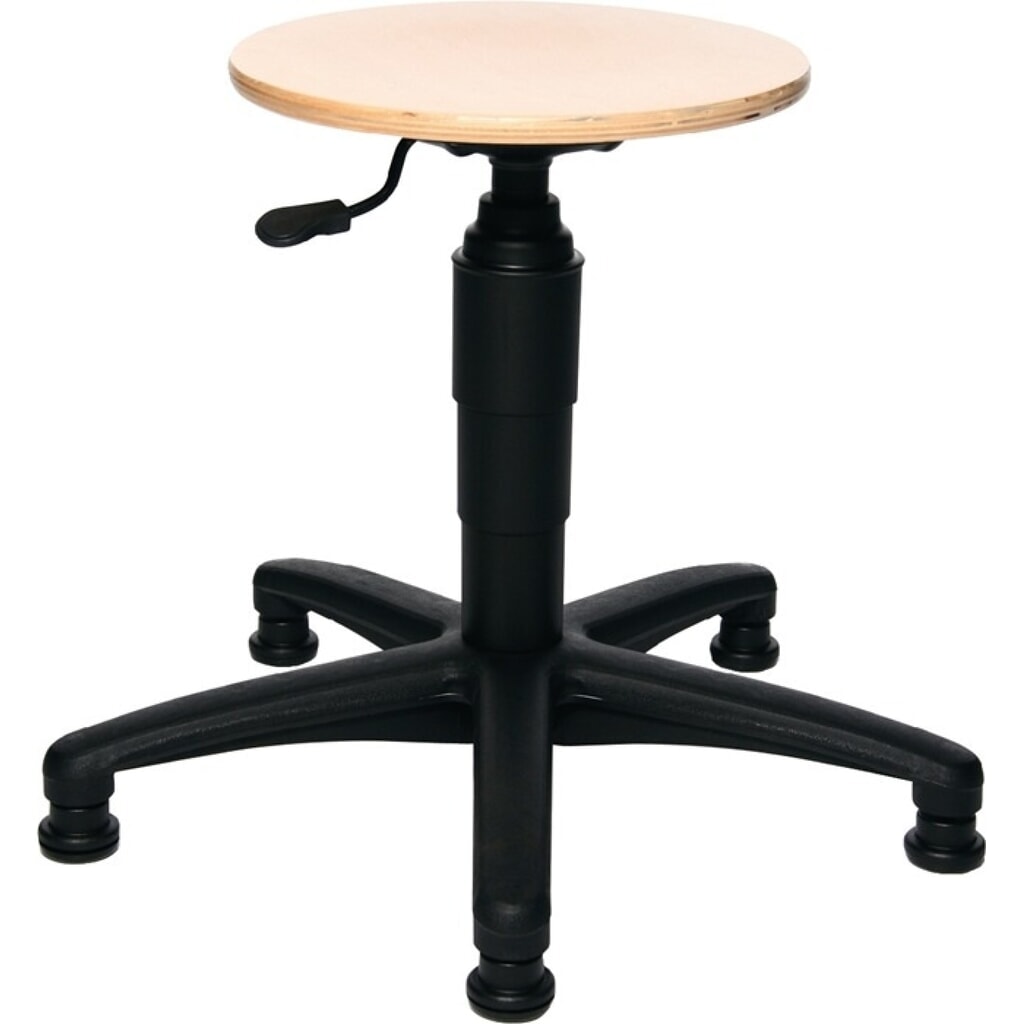 Topstar® Drehhocker, Buche natur, mit Bodengleitern, Sitzhöhenverstellung 390-520 mm Produktabbildung: Topstar® Drehhocker, Buche natur, mit Bodengleitern, Sitzhöhenverstellung 390-520 mm