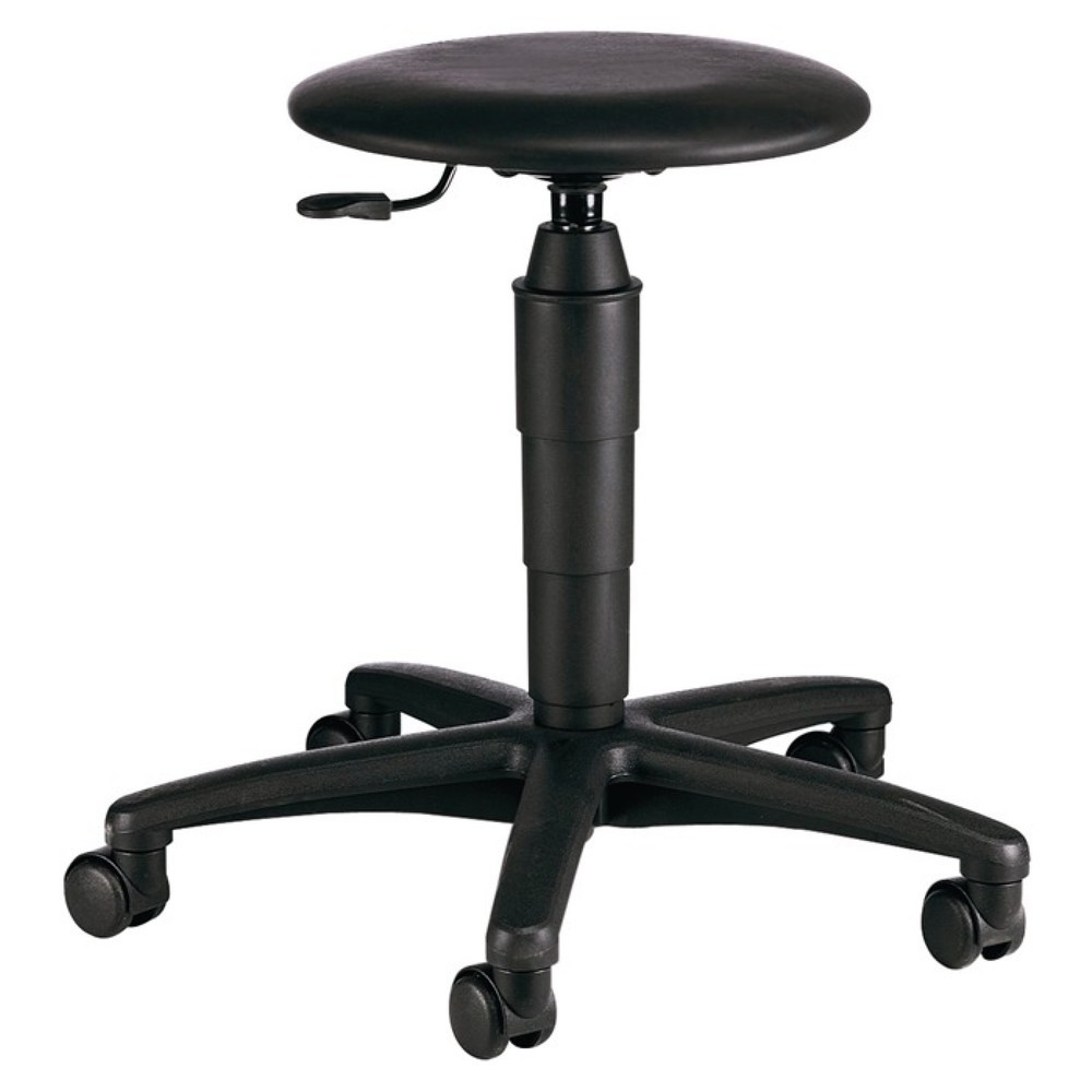 Produktabbildung: Topstar® Drehhocker, Kunstlederpolster schwarz, mit Rollen, Sitzhöhenverstellung 420-550 mm