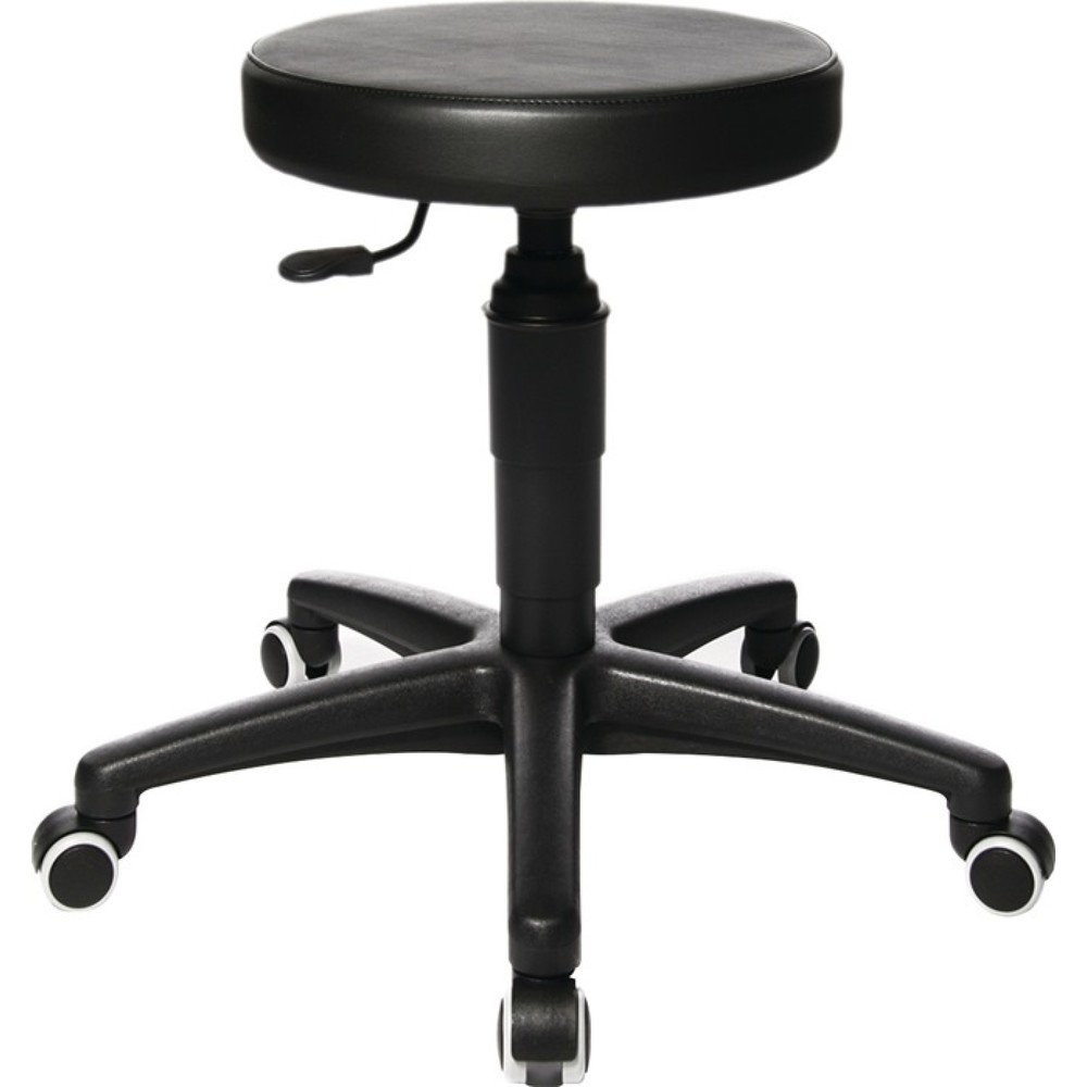 Produktabbildung: Topstar® Drehhocker Tec 70, Kunstlederpolster schwarz, mit Rollen, Sitzhöhenverstellung 390-520 mm