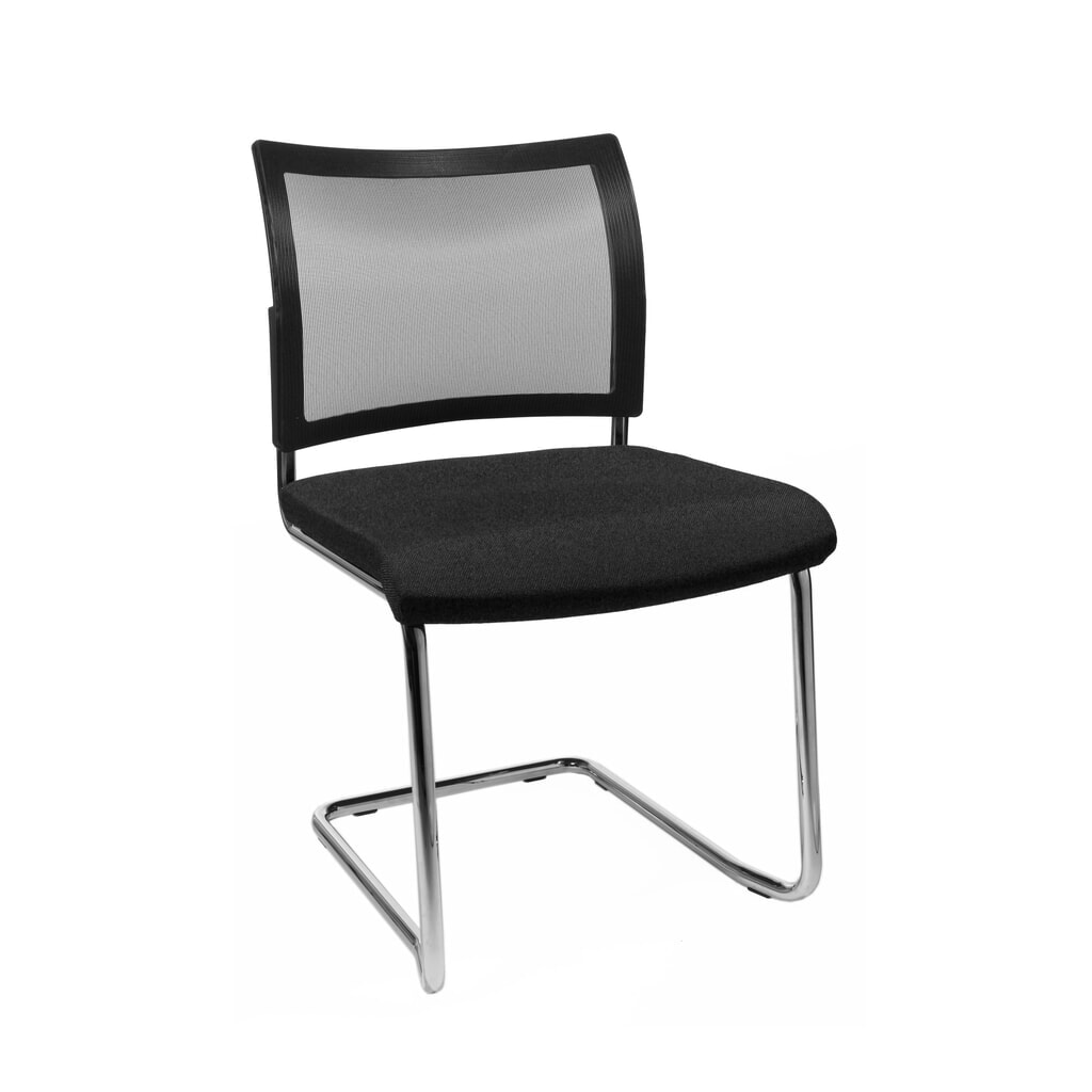 Topstar® Freischwinger New Age mit Netz-Rückenlehne, schwarz Produktabbildung: Topstar® Freischwinger New Age mit Netz-Rückenlehne, schwarz