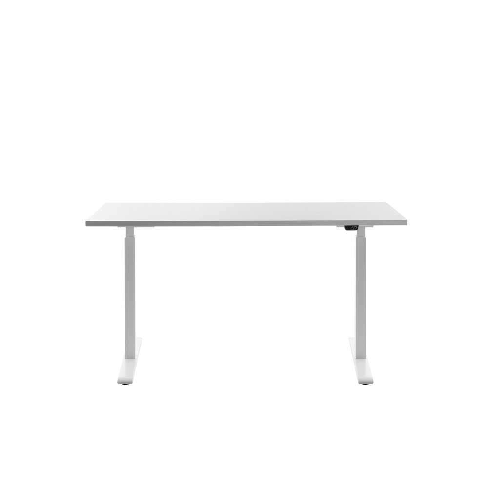 Produktabbildung: Topstar® Elektrisch höhenverstellbarer Schreibtisch E-Table, T-Fuß, BxT 1.400 x 600 mm, weiß/weiß