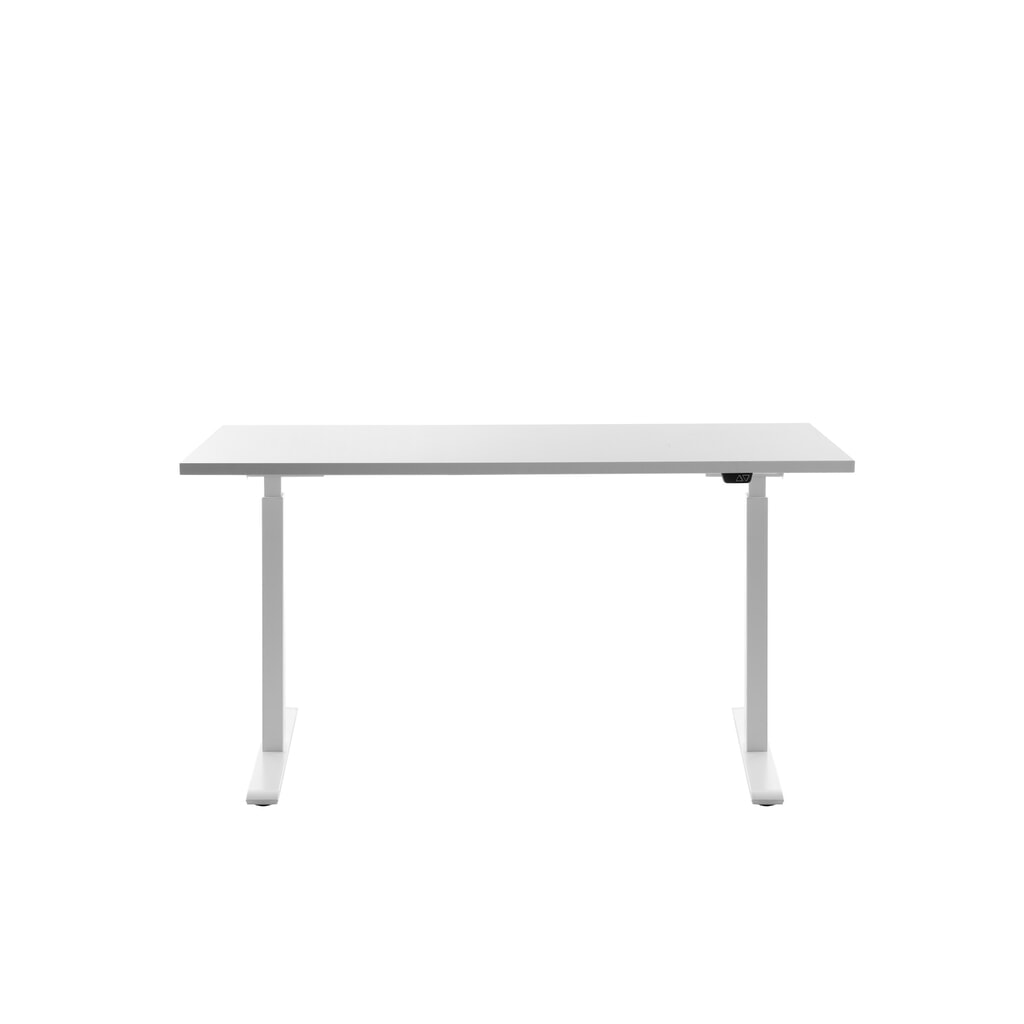 Produktabbildung: Topstar® Elektrisch höhenverstellbarer Schreibtisch E-Table, T-Fuß, BxT 1.400 x 600 mm, weiß/weiß