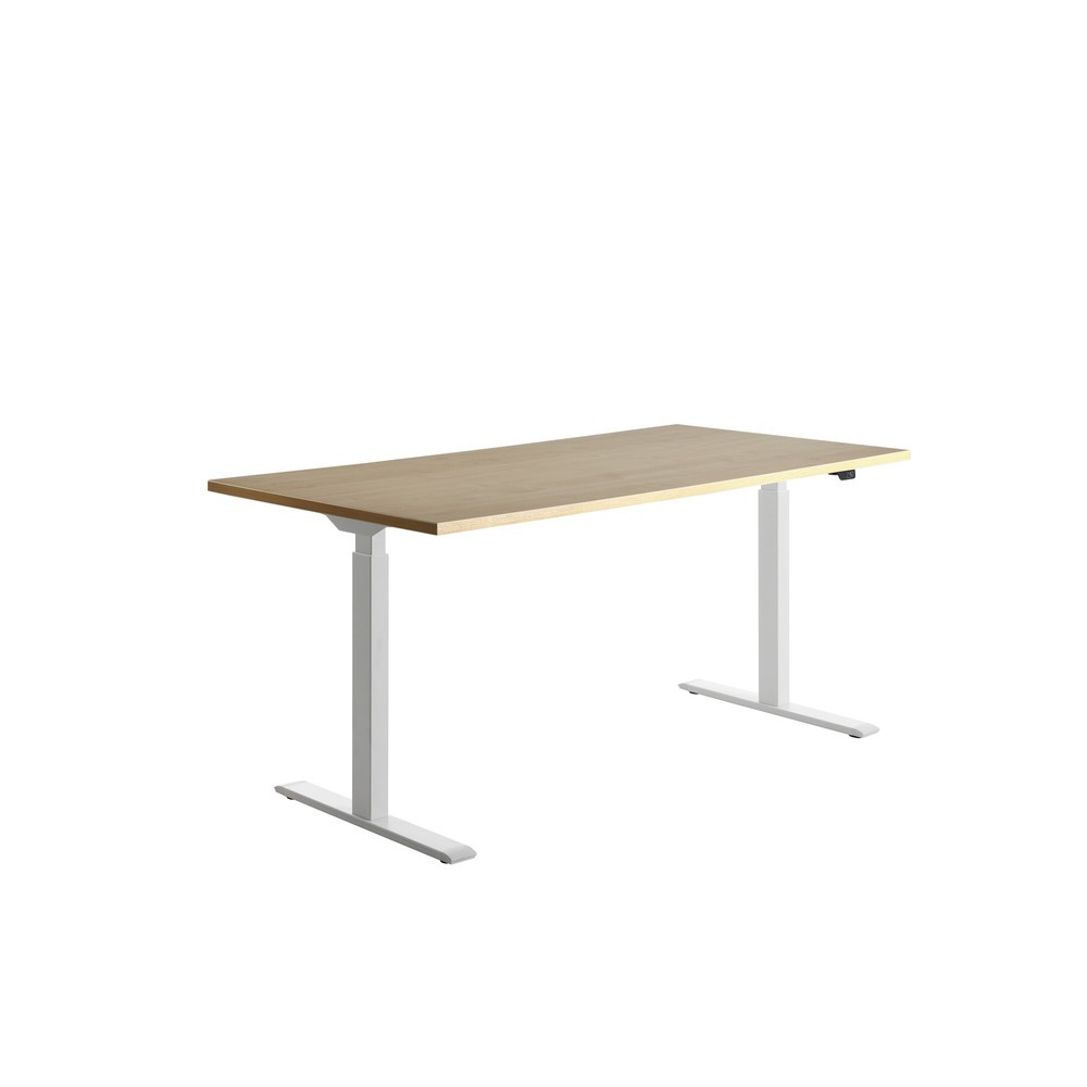 Produktabbildung Nr. 3: Topstar® Elektrisch höhenverstellbarer Schreibtisch E-Table, T-Fuß, BxT 1.600 x 800 mm, Ahorn/weiß