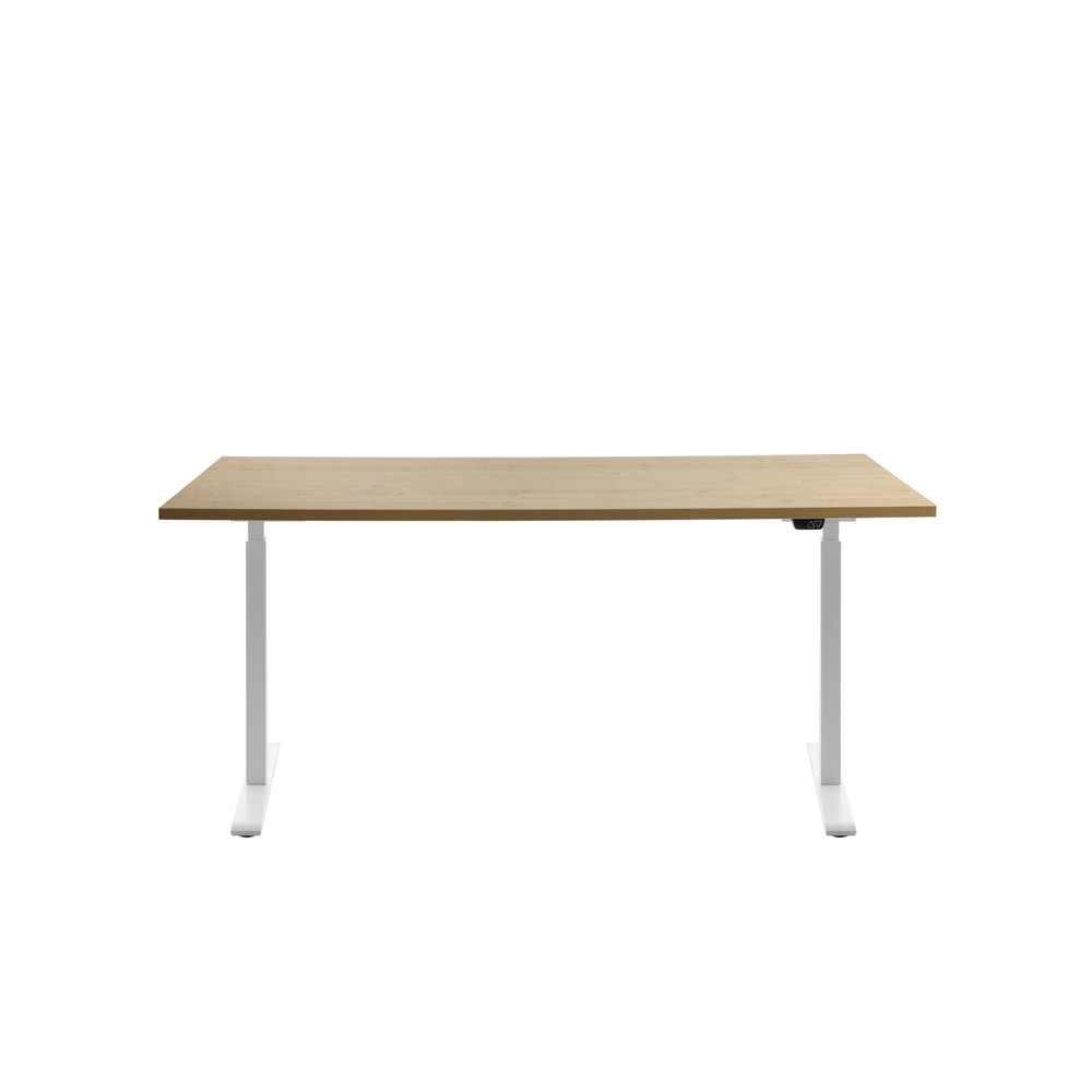 Produktabbildung Nr. 1: Topstar® Elektrisch höhenverstellbarer Schreibtisch E-Table, T-Fuß, BxT 1.600 x 800 mm, Ahorn/weiß