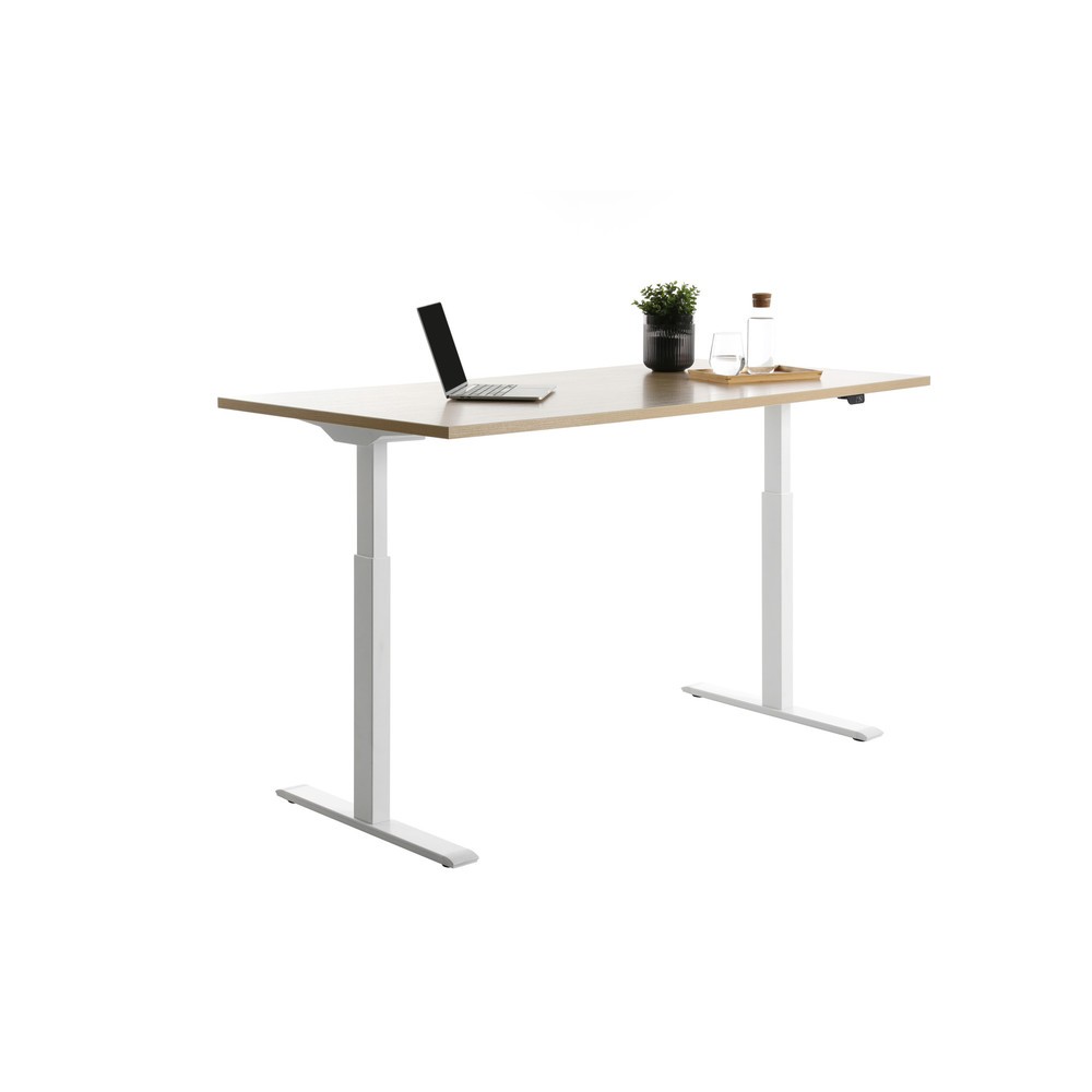 Produktabbildung Nr. 4: Topstar® Elektrisch höhenverstellbarer Schreibtisch E-Table, T-Fuß, BxT 1.600 x 800 mm, Ahorn/weiß