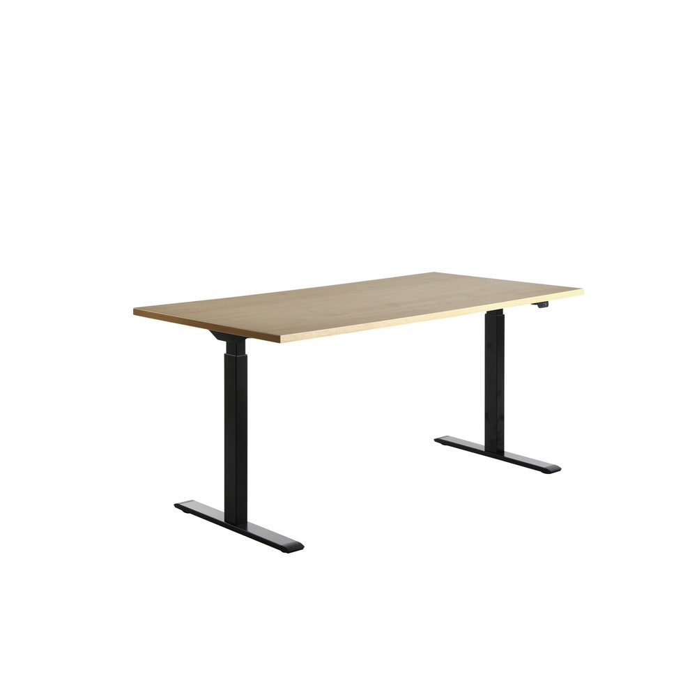 Produktabbildung Nr. 3: Topstar® Elektrisch höhenverstellbarer Schreibtisch E-Table, T-Fuß, BxT 1.600 x 800 mm, Ahorn/schwarz