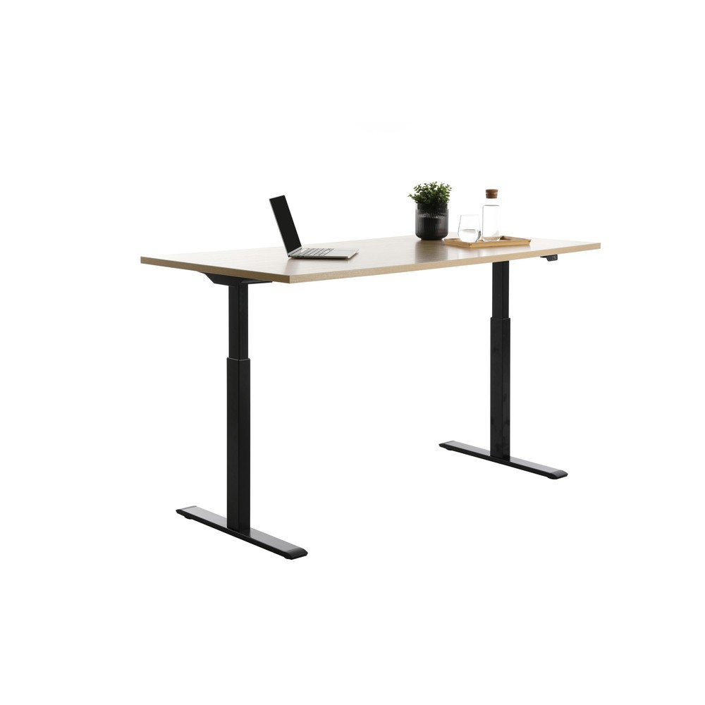 Produktabbildung Nr. 4: Topstar® Elektrisch höhenverstellbarer Schreibtisch E-Table, T-Fuß, BxT 1.600 x 800 mm, Ahorn/schwarz