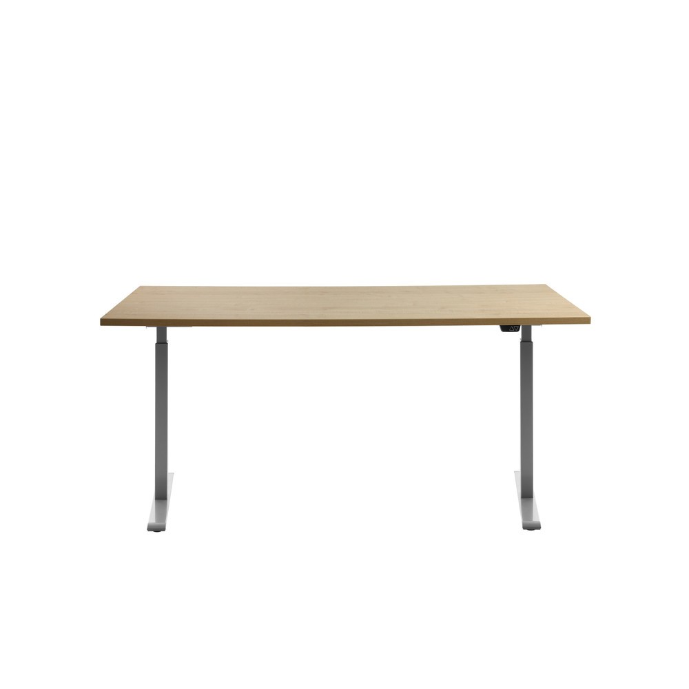 Produktabbildung Nr. 1: Topstar® Elektrisch höhenverstellbarer Schreibtisch E-Table, T-Fuß, BxT 1.600 x 800 mm, Ahorn/lichtgrau