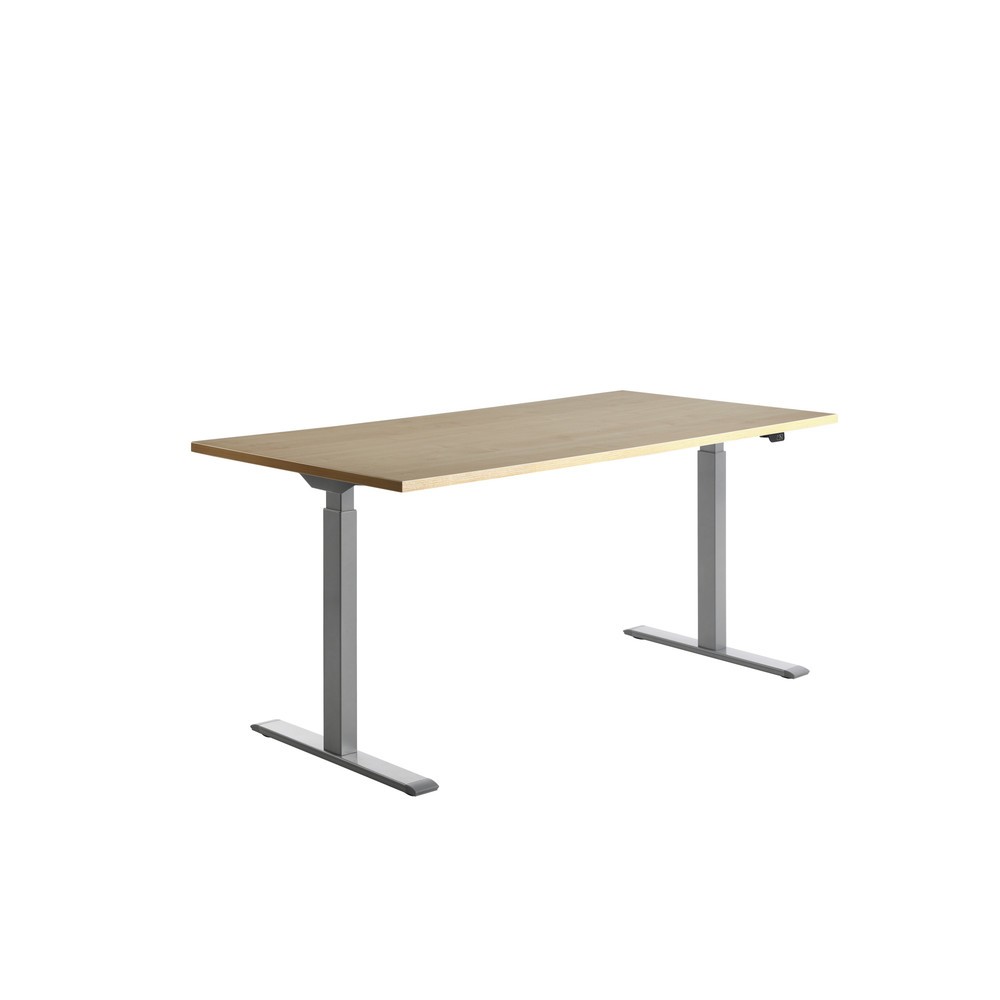 Produktabbildung Nr. 3: Topstar® Elektrisch höhenverstellbarer Schreibtisch E-Table, T-Fuß, BxT 1.600 x 800 mm, Ahorn/lichtgrau