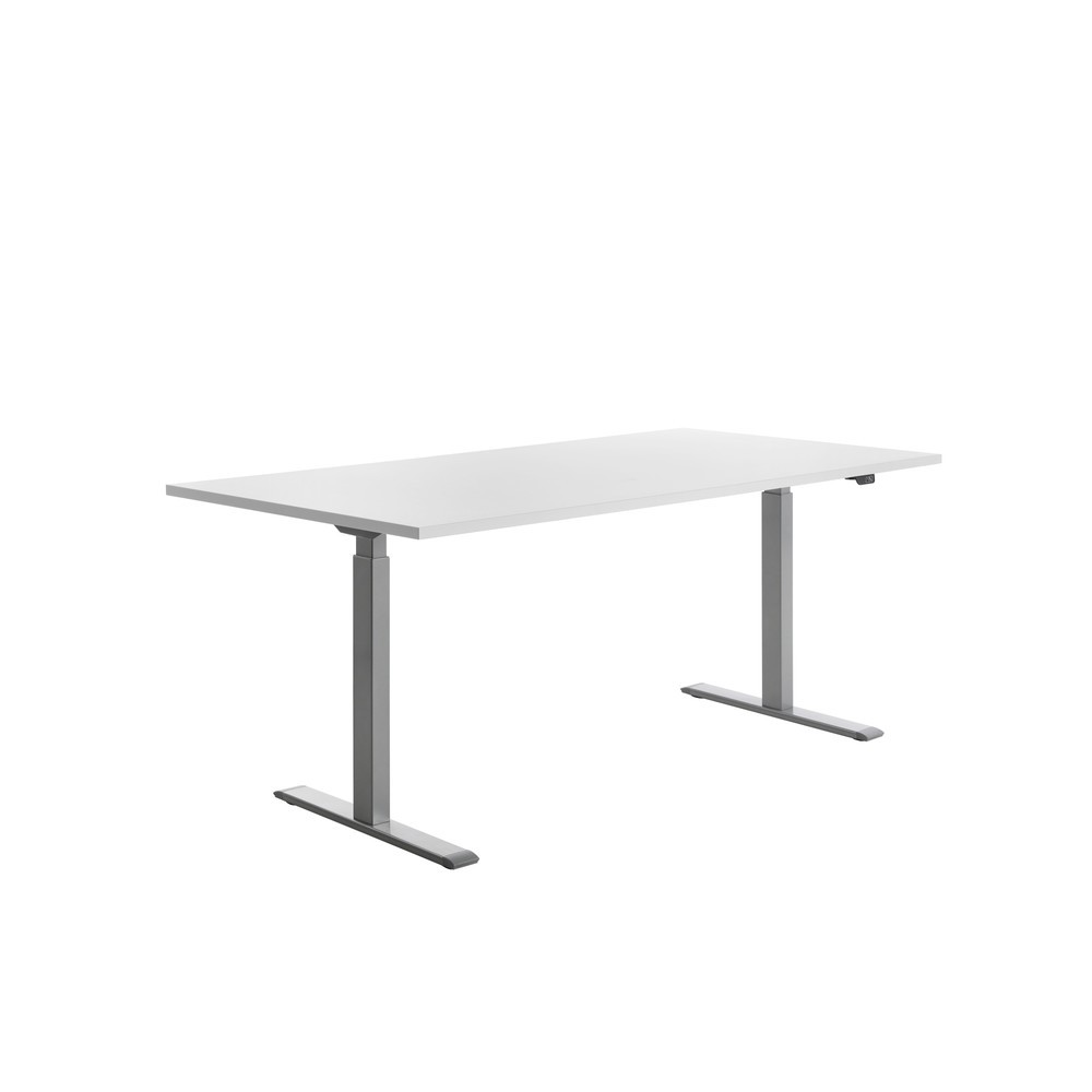 Produktabbildung Nr. 3: Topstar® Elektrisch höhenverstellbarer Schreibtisch E-Table, T-Fuß, BxT 1.800 x 800 mm, weiß/lichtgrau