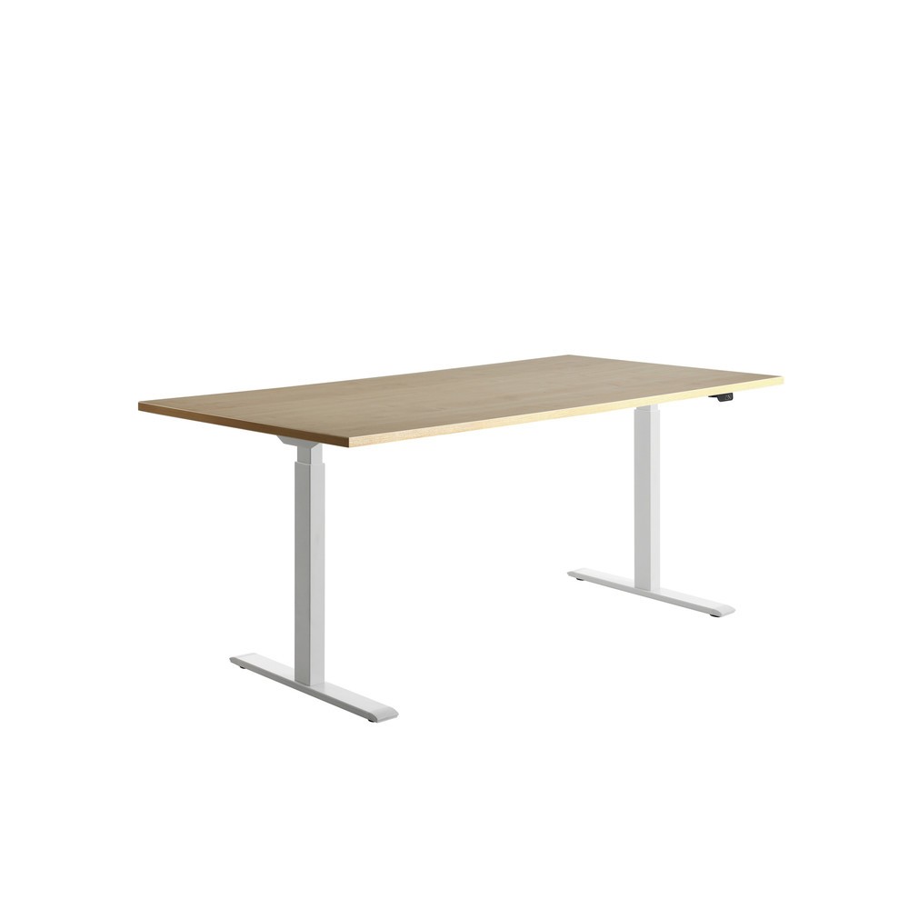 Produktabbildung Nr. 3: Topstar® Elektrisch höhenverstellbarer Schreibtisch E-Table, T-Fuß, BxT 1.800 x 800 mm, Ahorn/weiß