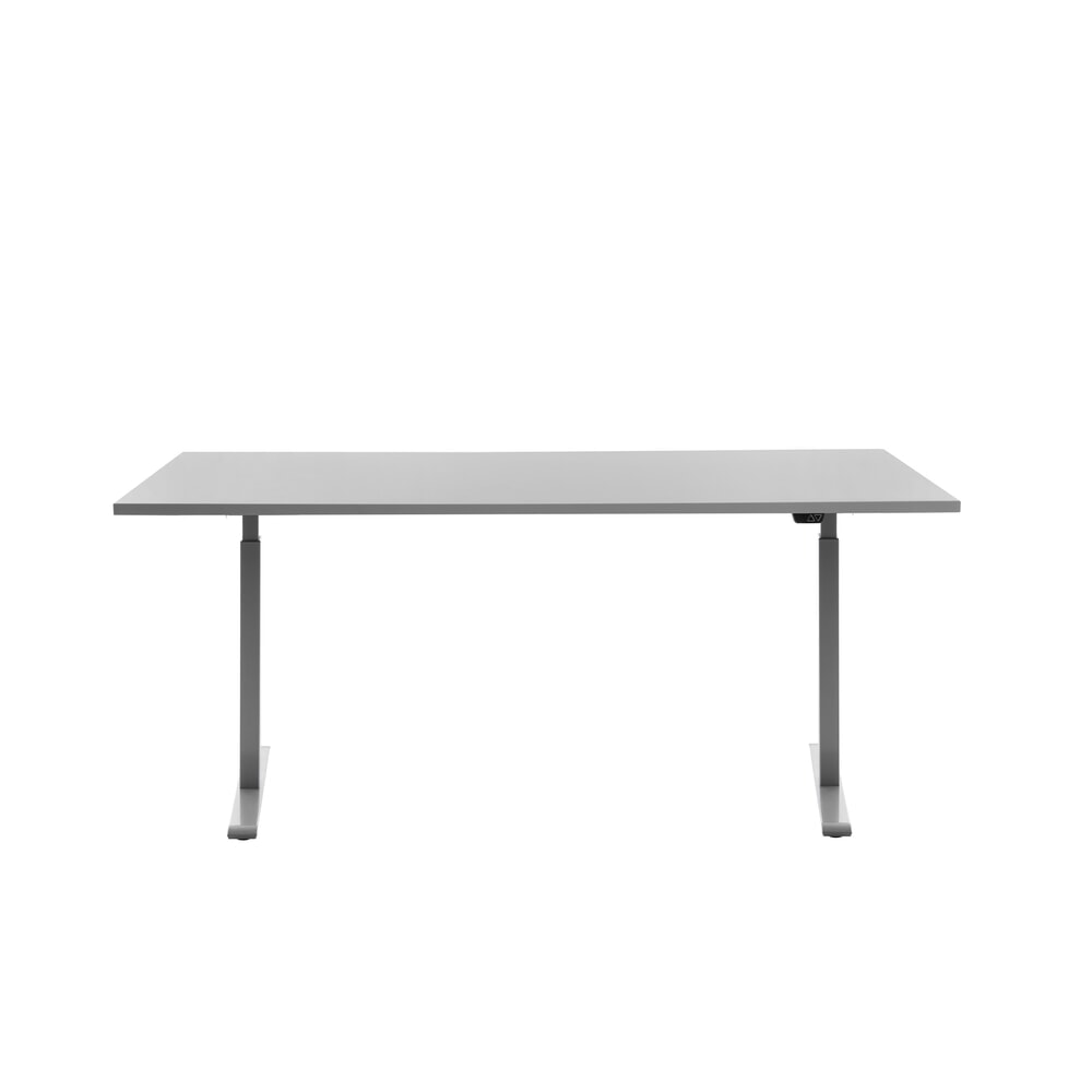 Produktabbildung: Topstar® Elektrisch höhenverstellbarer Schreibtisch E-Table, T-Fuß, BxT 1.800 x 800 mm, grau/lichgrau