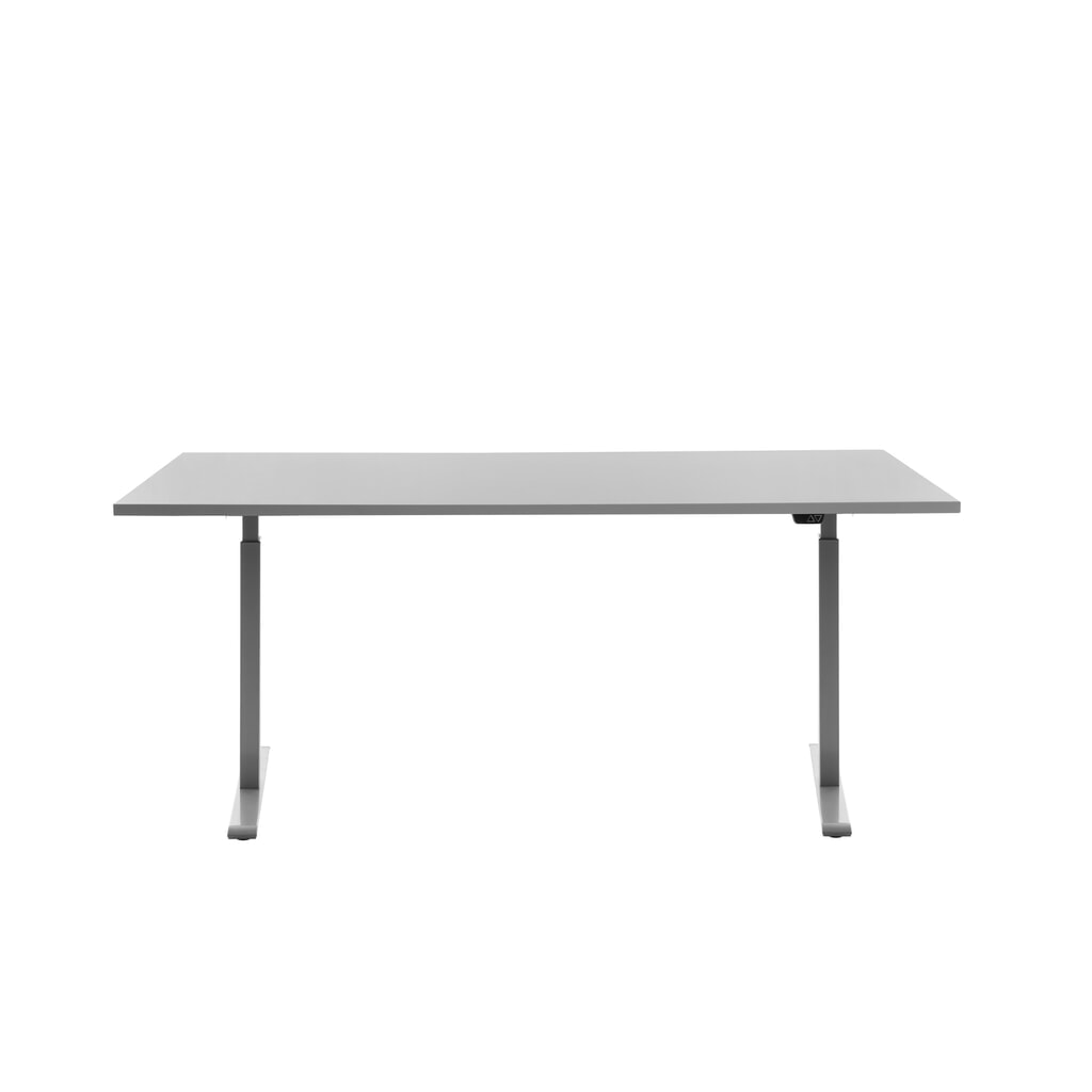 Topstar® Elektrisch höhenverstellbarer Schreibtisch E-Table, T-Fuß, BxT 1.800 x 800 mm, grau/lichgrau Produktabbildung: Topstar® Elektrisch höhenverstellbarer Schreibtisch E-Table, T-Fuß, BxT 1.800 x 800 mm, grau/lichgrau