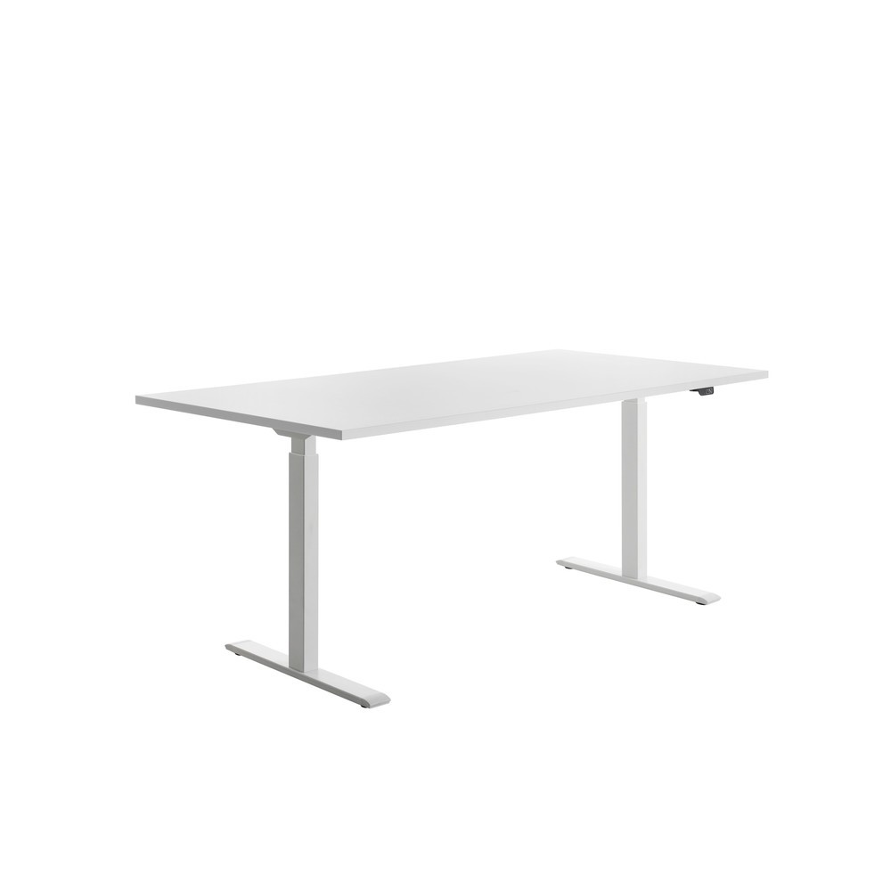Produktabbildung Nr. 3: Topstar® Elektrisch höhenverstellbarer Schreibtisch E-Table, T-Fuß, BxT 1.800 x 800 mm, weiß/weiß