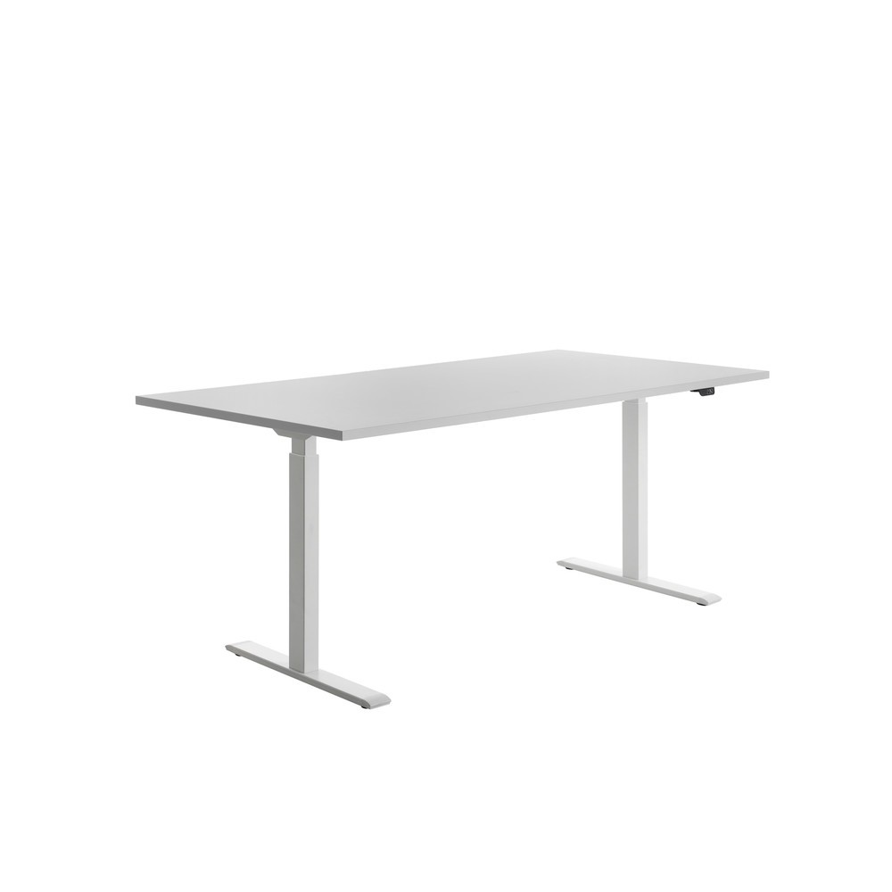 Produktabbildung Nr. 3: Topstar® Elektrisch höhenverstellbarer Schreibtisch E-Table, T-Fuß, BxT 1.800 x 800 mm, grau/weiß