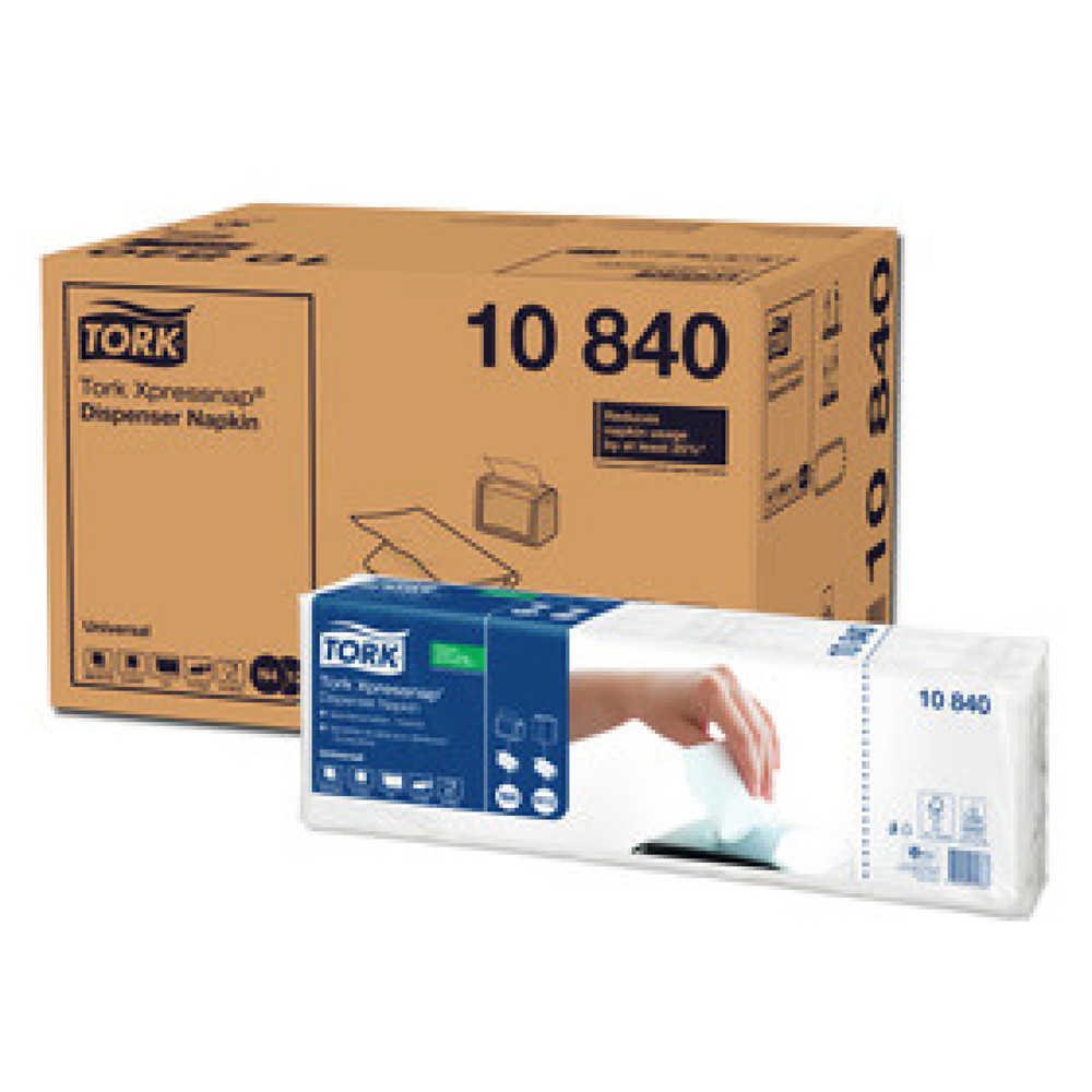 Produktabbildung: TORK® 10840 Xpressnap Weiße Spenderserviette, 1-lagig für Spendersystem N4, 1/4 Falzung , 1 VE = 40 Bündel à 225 Tücher (9000 Tücher)