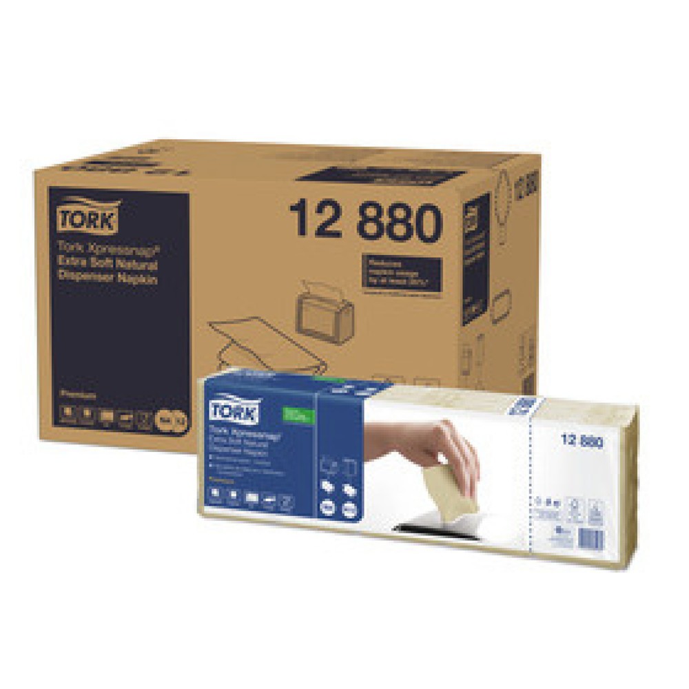 Produktabbildung: TORK® 12880 Xpressnap Extra Soft Natur Spenderserviette, 2-lagig für Spendersystem N4, 1/2 Falzung , 1 VE = 80 Bündel à 100 Tücher (8000 Tücher)