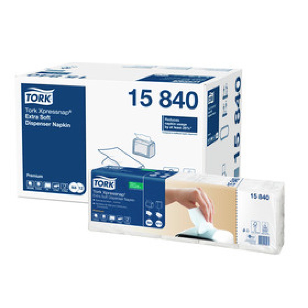 Produktabbildung: Tork 15840 Xpressnap Extra Soft Weiße Spenderserviette, Premium 2-lagig für Spendersystem N4, 1/4 Falzung , 1 VE = 40 Bündel à 100 Tücher (4000 Tücher)