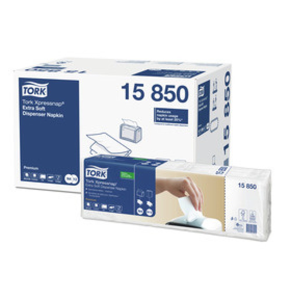 Produktabbildung: Tork 15850 Xpressnap Extra Soft Weiße Spenderserviette, Premium 2-lagig für Spendersystem N4, 1/2 Falzung , 1 VE = 80 Bündel à 100 Tücher (8000 Tücher)
