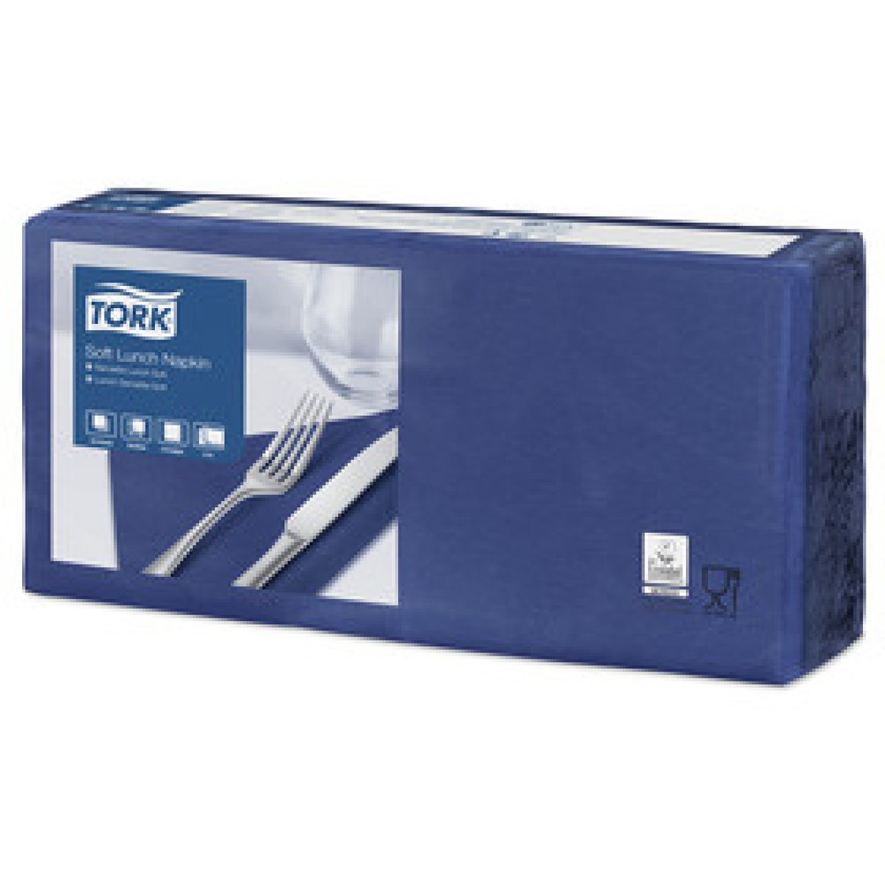 Produktabbildung: TORK® 477412 Soft Lunchservietten Dunkelblau,3-lagig viertelgefaltet , 1 VE = 10 Bündel à 150 Servietten (1500 Stück)