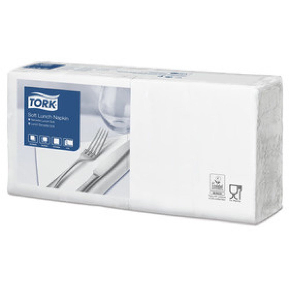Produktabbildung: TORK® 477414 Soft Lunchservietten Weiß,3-lagig viertelgefaltet , 1 VE = 10 Bündel à 150 Servietten (1500 Stück)