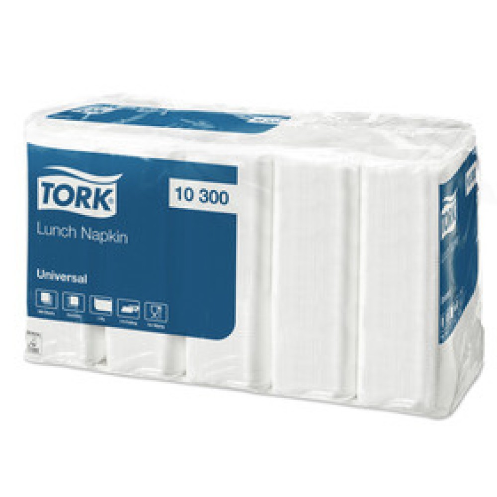 Produktabbildung: TORK® 509300 Lunchserviette Weiß, 1-lagig , 1 VE = 8 Bündel à 500 Servietten (4000 Stück)