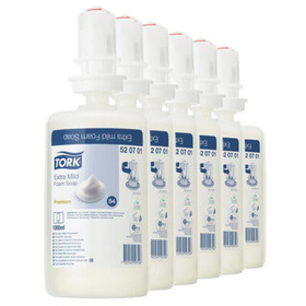 Produktabbildung: Tork 520701 extra milde Schaumseife, 1 VE = 6 Stück à 1000 ml