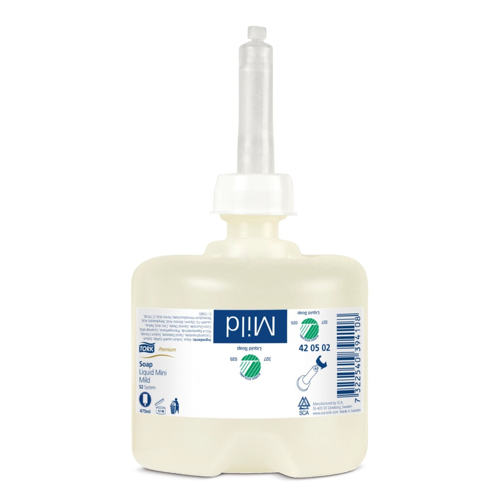TORK® Flüssigseife MILD, MINI-Spender Produktabbildung: TORK® Flüssigseife MILD, MINI-Spender