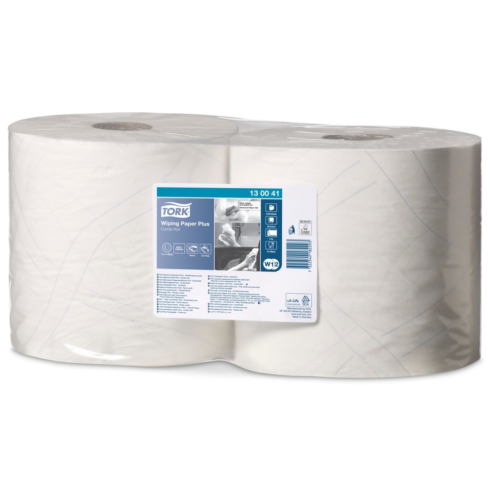 Produktabbildung: TORK® Wischtücher Extra Stark, EU Ecolabel, HxB 340 x 235 mm, 2 Rollen, weiß
