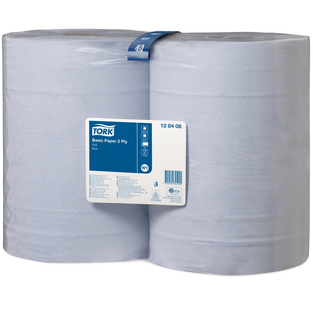 Produktabbildung: TORK® Wischtücher Standard, HxB 340 x 370 mm, 2 Rollen, blau